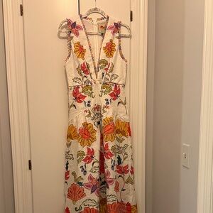 FARM Rio Floral Linen Maxi Dress - White, Red, Yellow, Green
